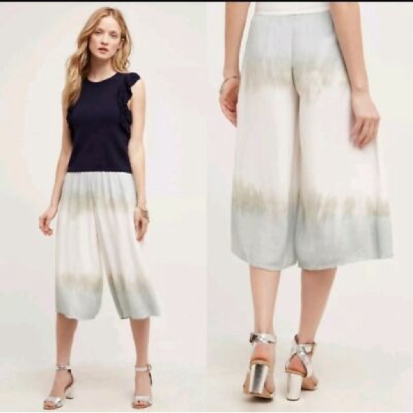 Anthropologie Illia Dip Dye Wide Leg Culotte Pants NWT